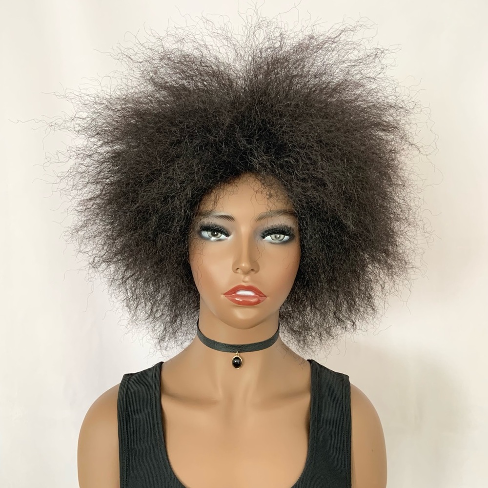 “Put On & Go” Blackish Brown Synthetic Afro Wig for Daily Wear or Events